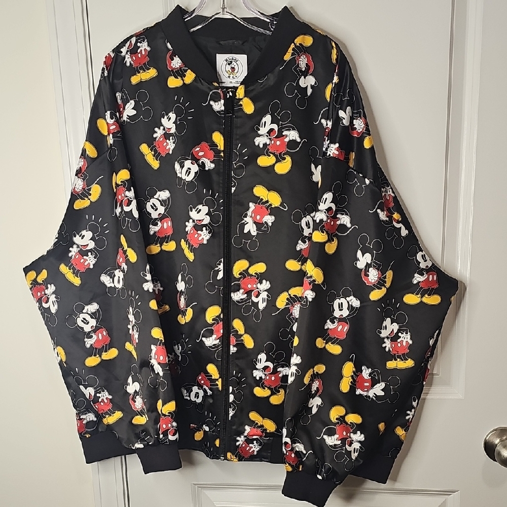 Disney Women's Black and Red Mickey Mouse Bomber Jacket Size XXL